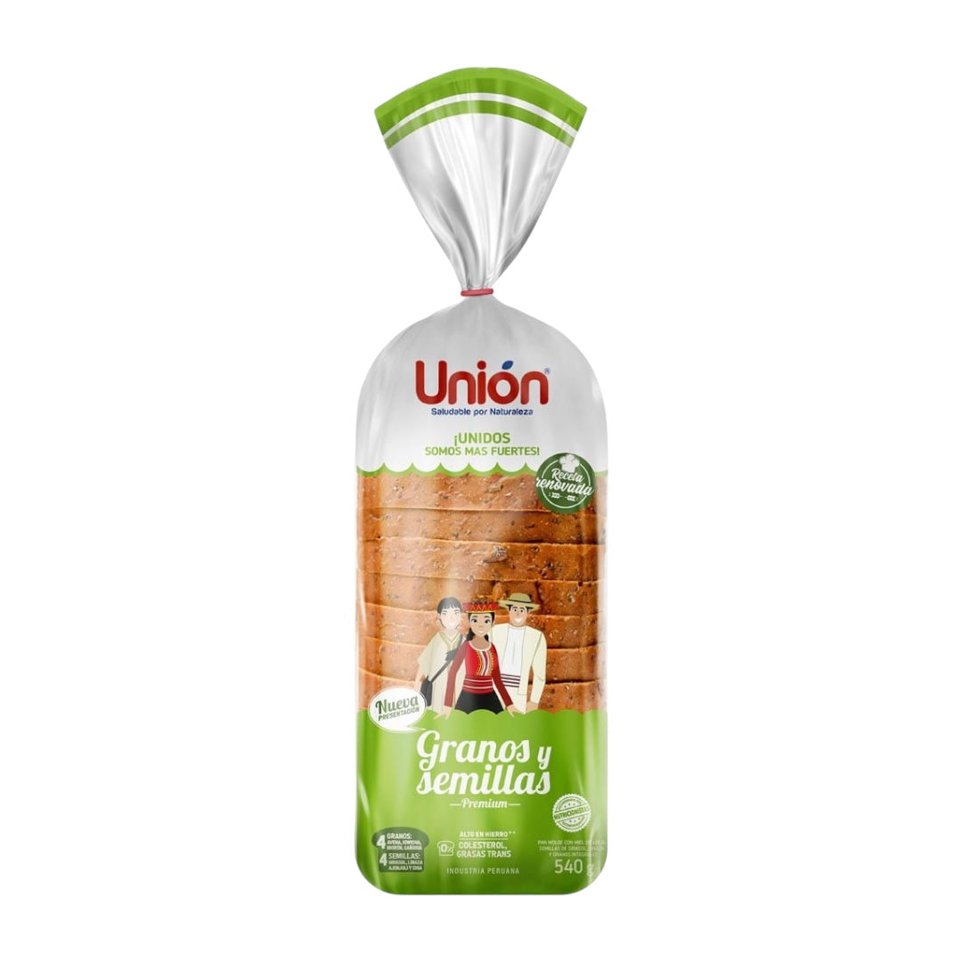 Pan de Molde UNIÓN Granos y Semillas Bolsa 540g